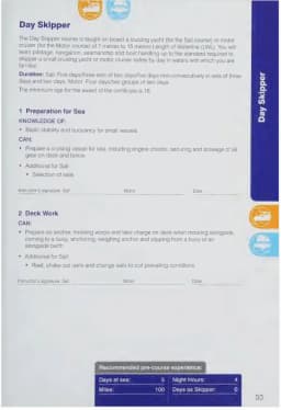 Страница силлабуса — компетенции RYA Yachtmaster