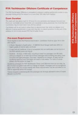 Раздел сертификатов в паспорте яхтсмена G158