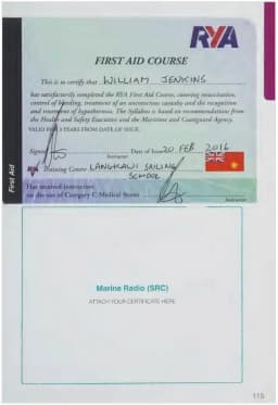 Рекомендации и отметки инструктора RYA