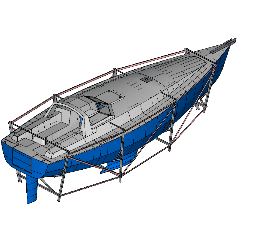 3D-модель корпуса учебного судна на стапеле